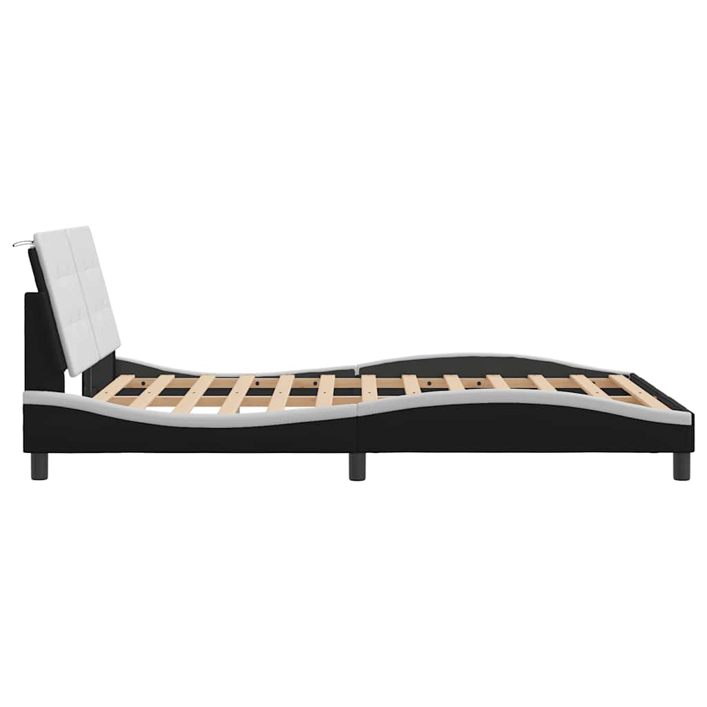 Giroletto senza Materasso Zadar Nero e Bianco 140x190 cm in Similpelle