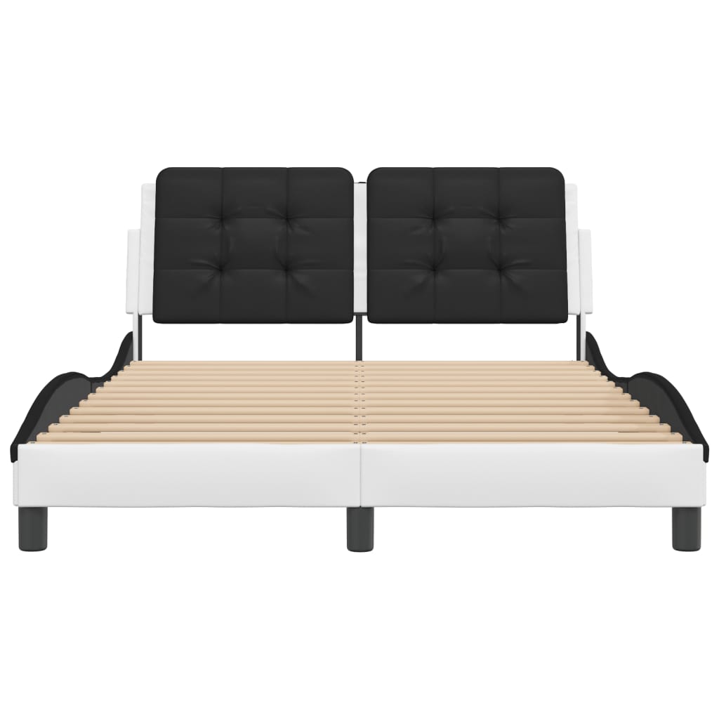 Giroletto con Testiera Bianco e Nero 140x190 cm in Similpelle