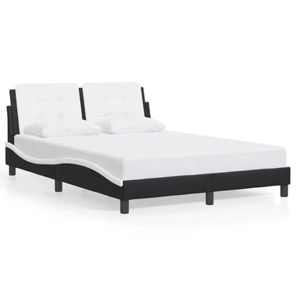 Giroletto con Testiera Nero e Bianco 140x200 cm in Similpelle