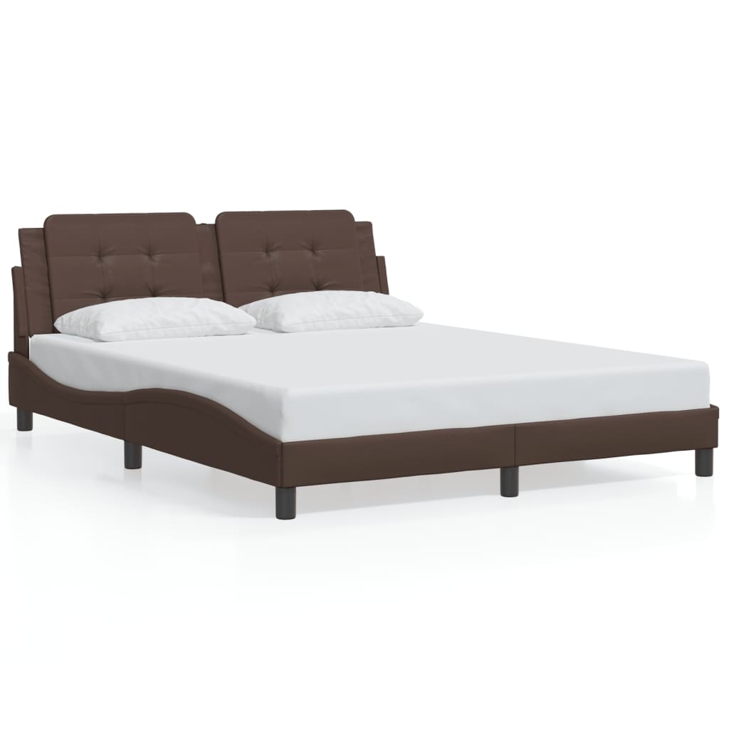Giroletto con Testiera Marrone 160x200 cm in Similpelle