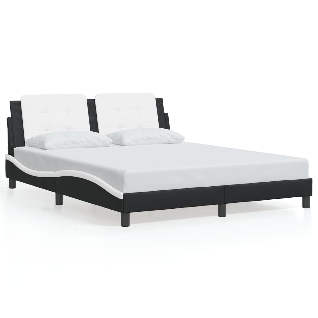 Giroletto con Testiera Nero e Bianco 160x200 cm in Similpelle