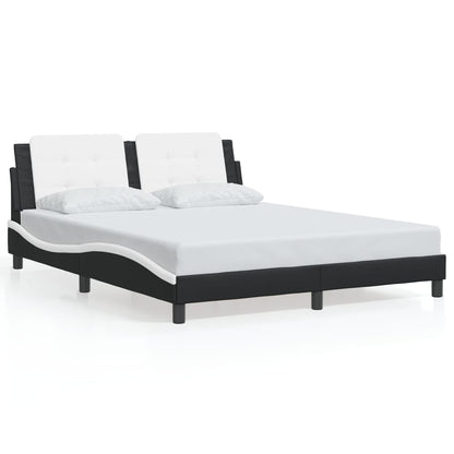 Giroletto con Testiera Nero e Bianco 160x200 cm in Similpelle