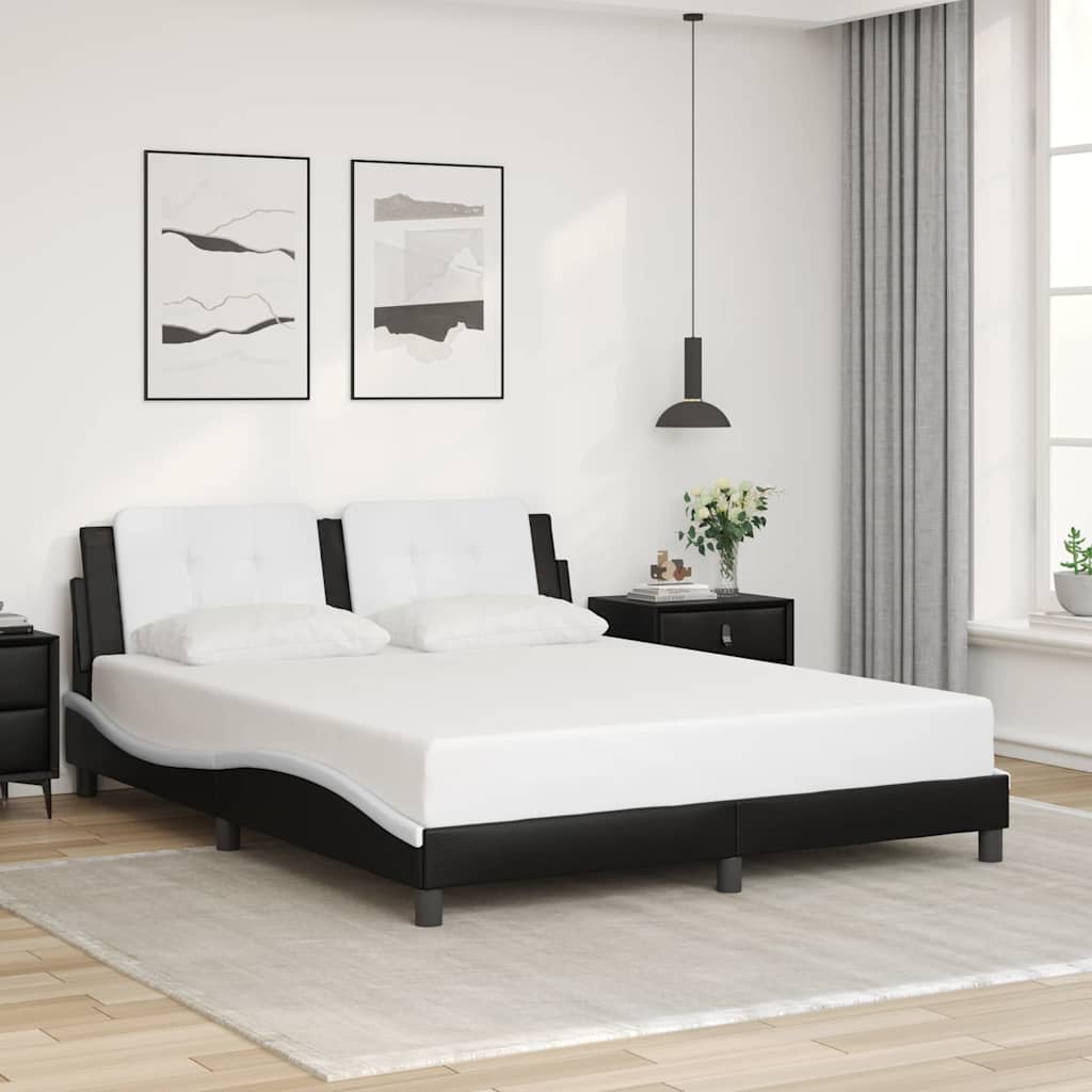 Giroletto senza Materasso Zadar Nero e Bianco 160x200 cm in Similpelle