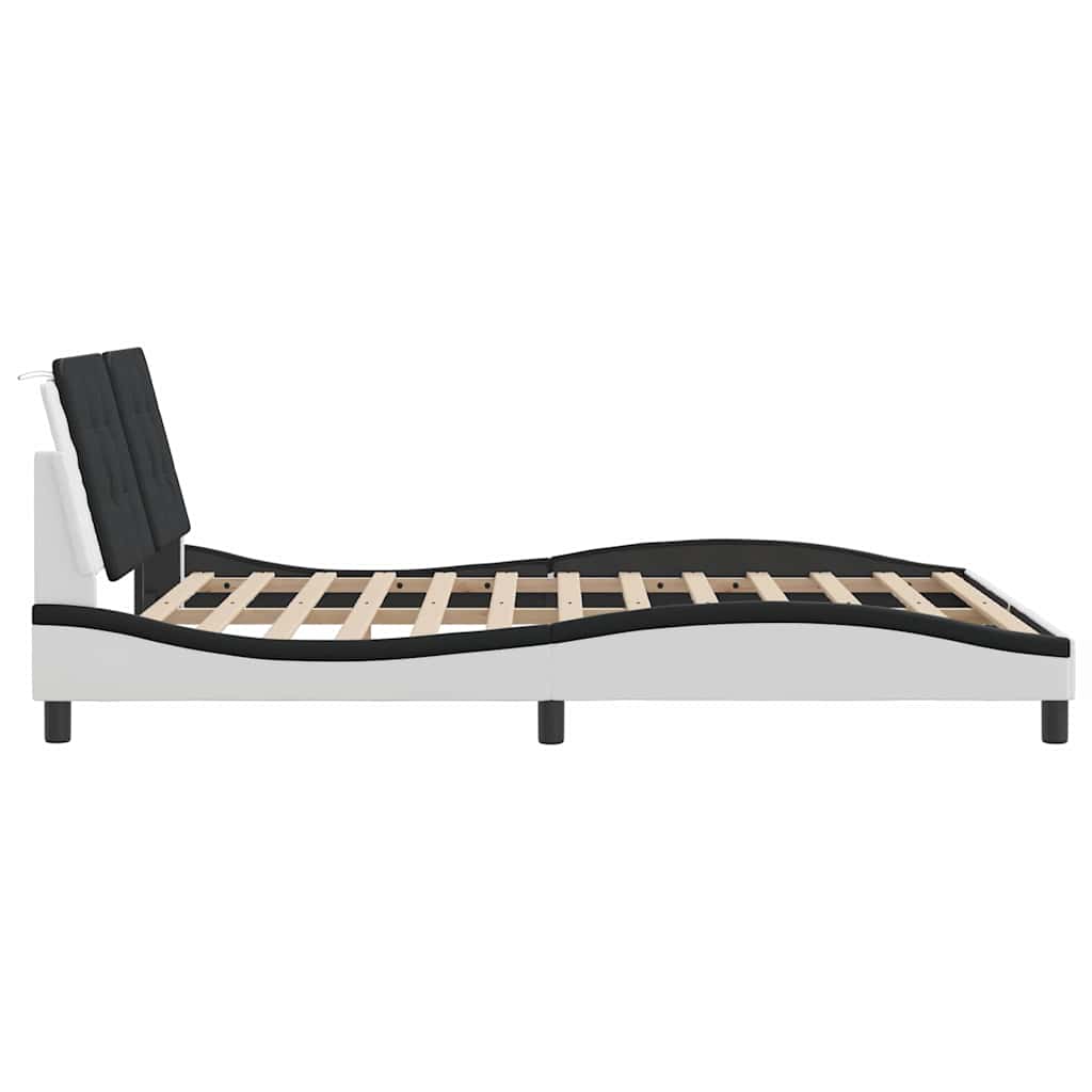 Giroletto senza Materasso Zadar Nero e Bianco 160x200 cm in Similpelle