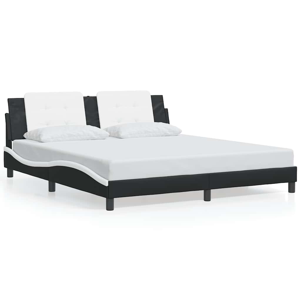 Giroletto senza Materasso Zadar Nero e Bianco 180x200 cm in Similpelle