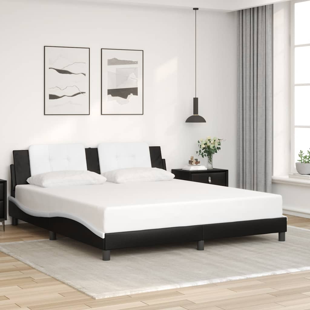 Giroletto senza Materasso Zadar Nero e Bianco 180x200 cm in Similpelle