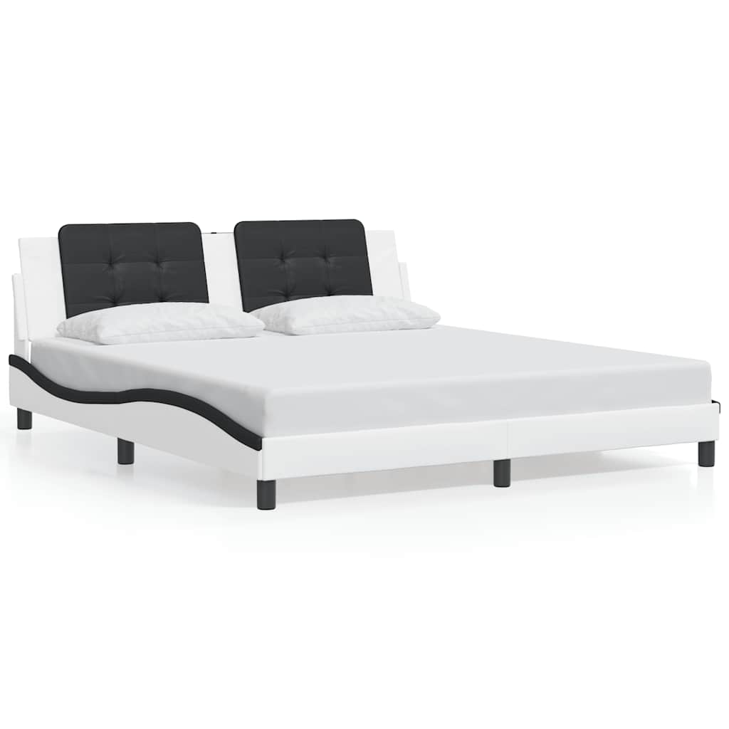 Giroletto senza Materasso Zadar Bianco e Nero 180x200 cm in Similpelle