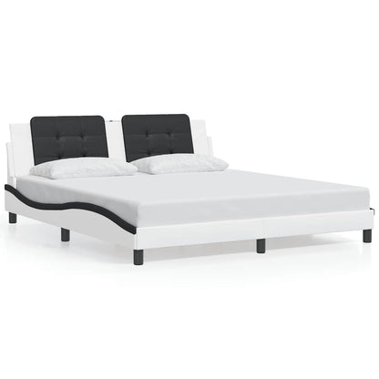 Giroletto senza Materasso Zadar Bianco e Nero 180x200 cm in Similpelle