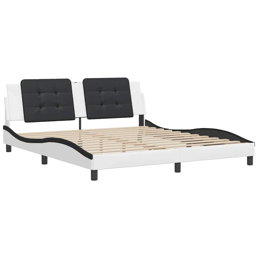 Giroletto senza Materasso Zadar Bianco e Nero 180x200 cm in Similpelle