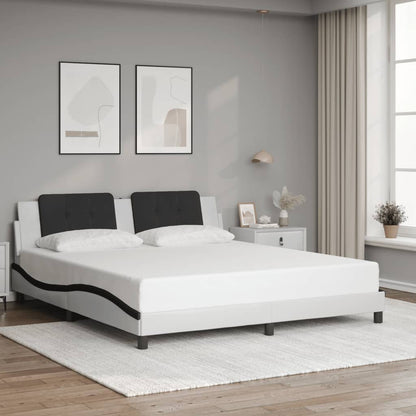 Giroletto con Testiera Bianco e Nero 180x200 cm in Similpelle