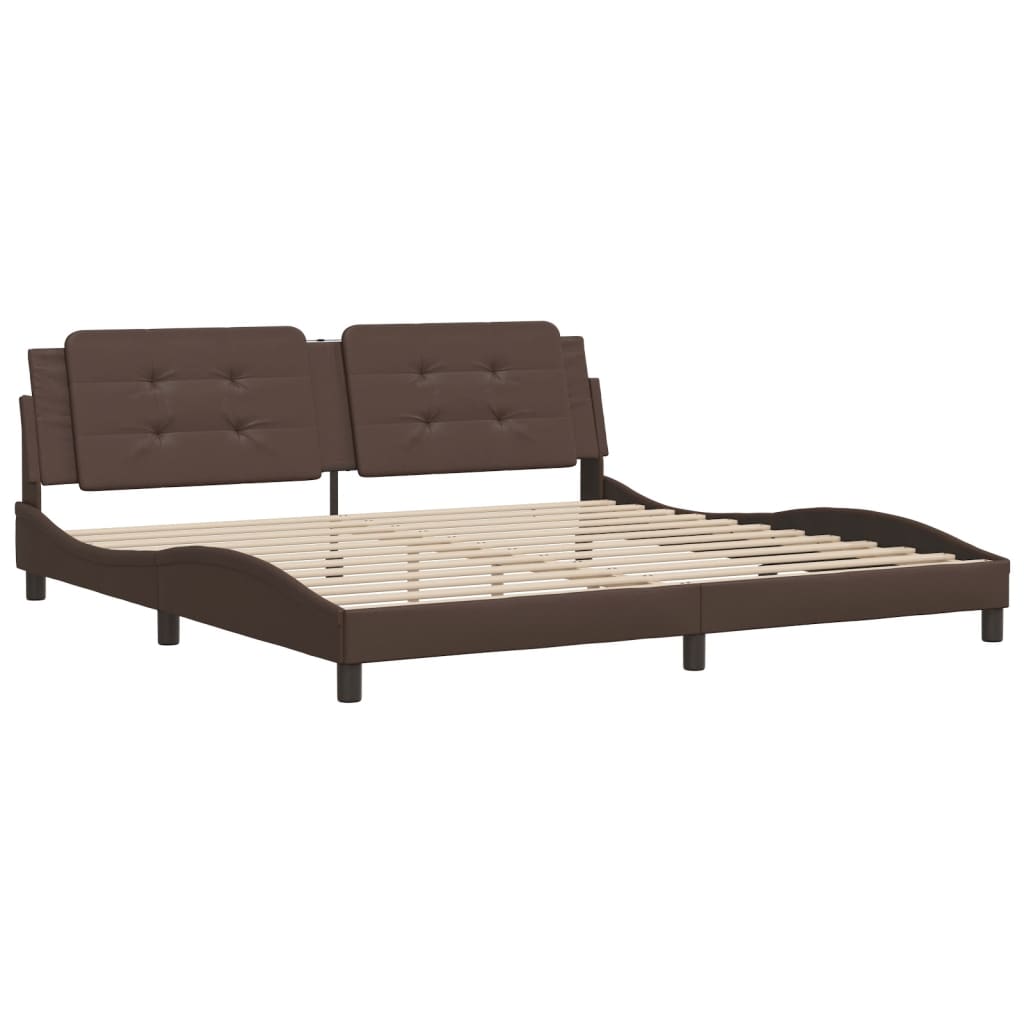 Giroletto con Testiera Marrone 200x200 cm in Similpelle