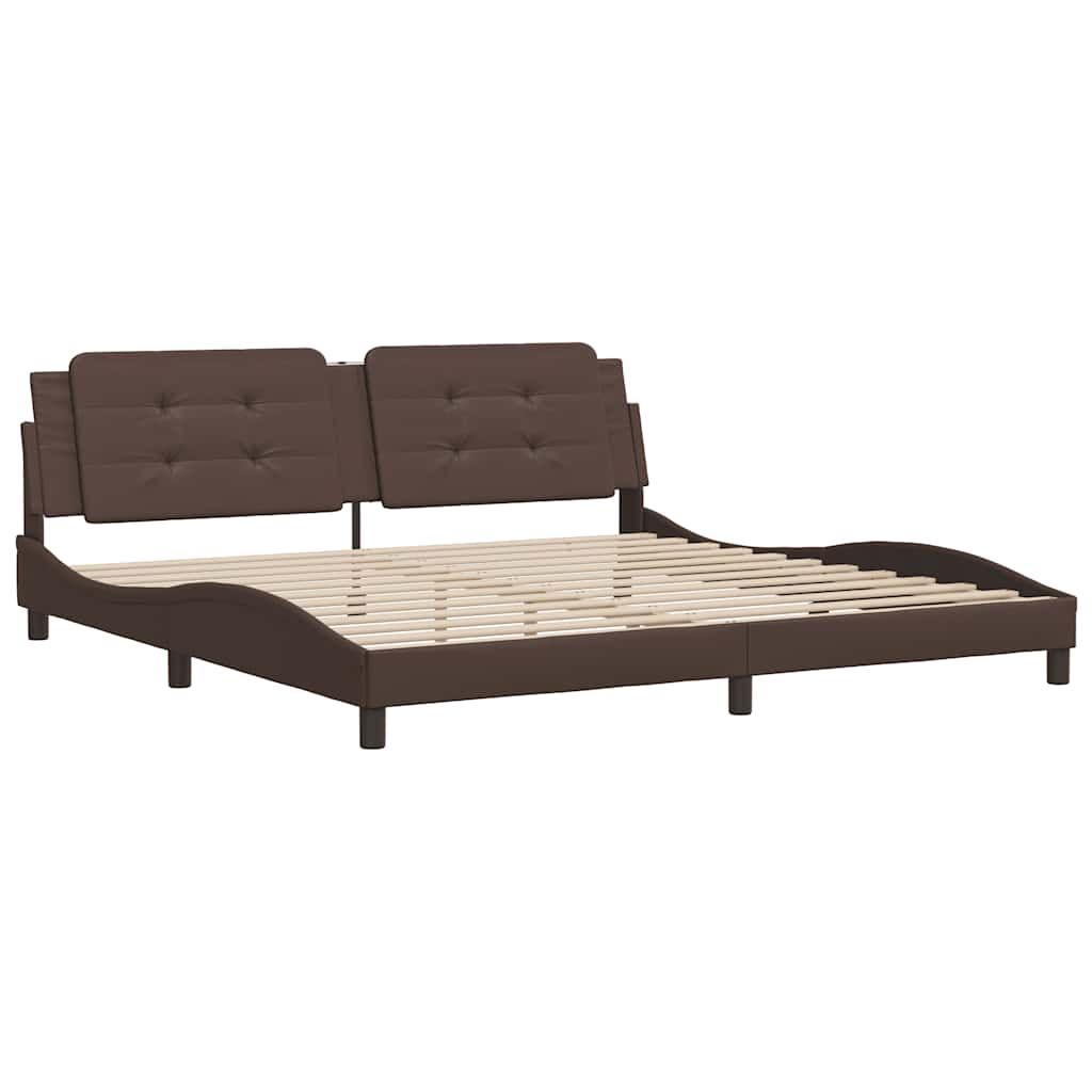 Giroletto senza Materasso Zadar Marrone 200x200 cm in Similpelle