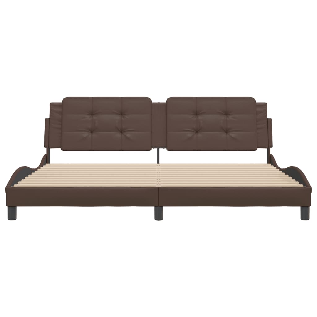 Giroletto con Testiera Marrone 200x200 cm in Similpelle