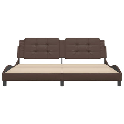 Giroletto con Testiera Marrone 200x200 cm in Similpelle
