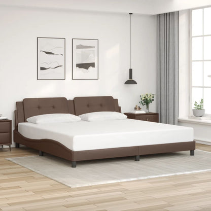 Giroletto con Testiera Marrone 200x200 cm in Similpelle