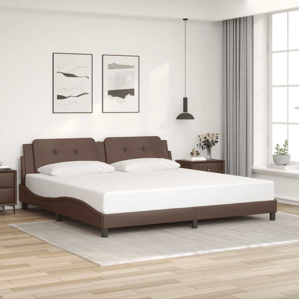 Giroletto senza Materasso Zadar Marrone 200x200 cm in Similpelle