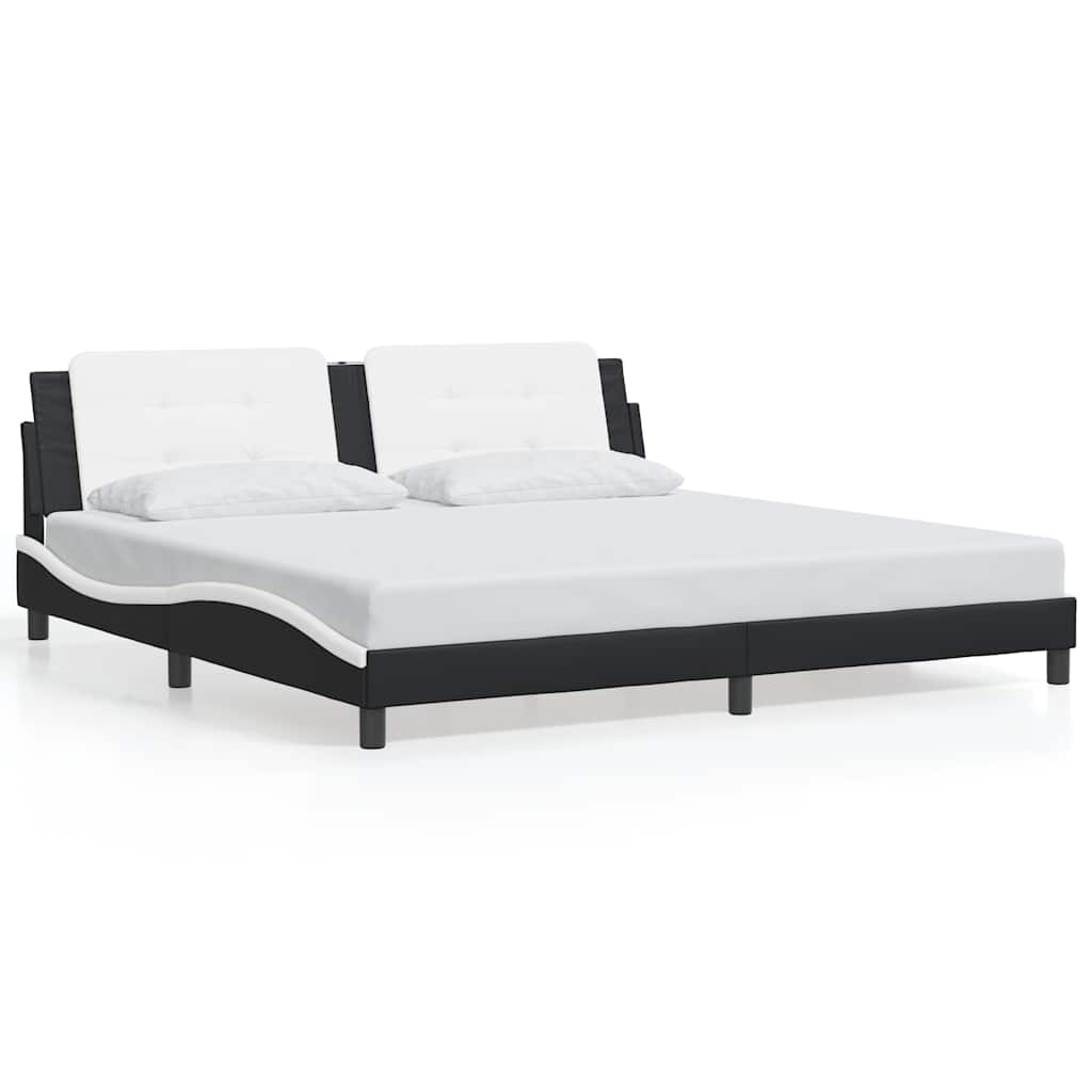Giroletto senza Materasso Zadar Bianco e Nero 200x200 cm in Similpelle