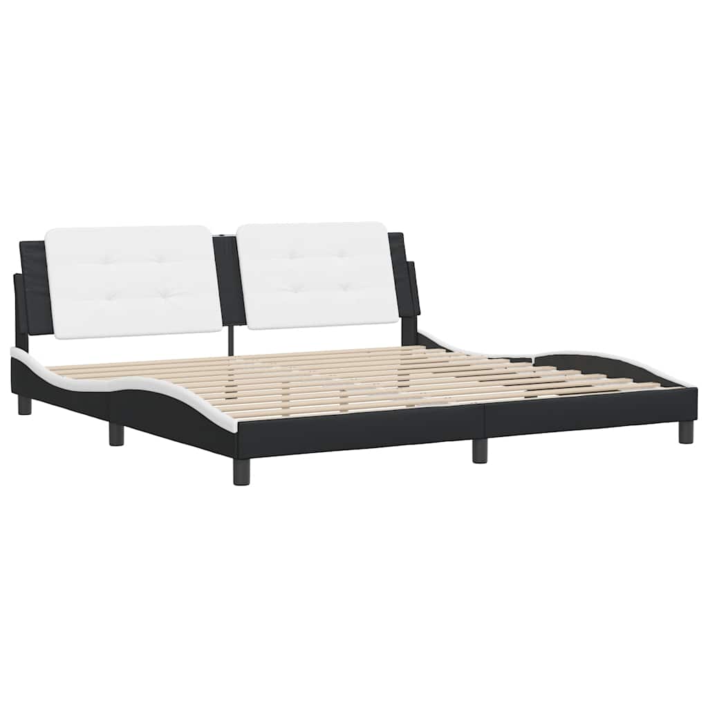 Giroletto senza Materasso Zadar Bianco e Nero 200x200 cm in Similpelle
