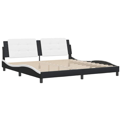 Giroletto senza Materasso Zadar Bianco e Nero 200x200 cm in Similpelle