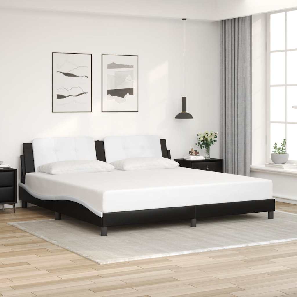 Giroletto senza Materasso Zadar Bianco e Nero 200x200 cm in Similpelle