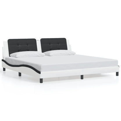 Giroletto con Testiera Bianco e Nero 200x200 cm in Similpelle