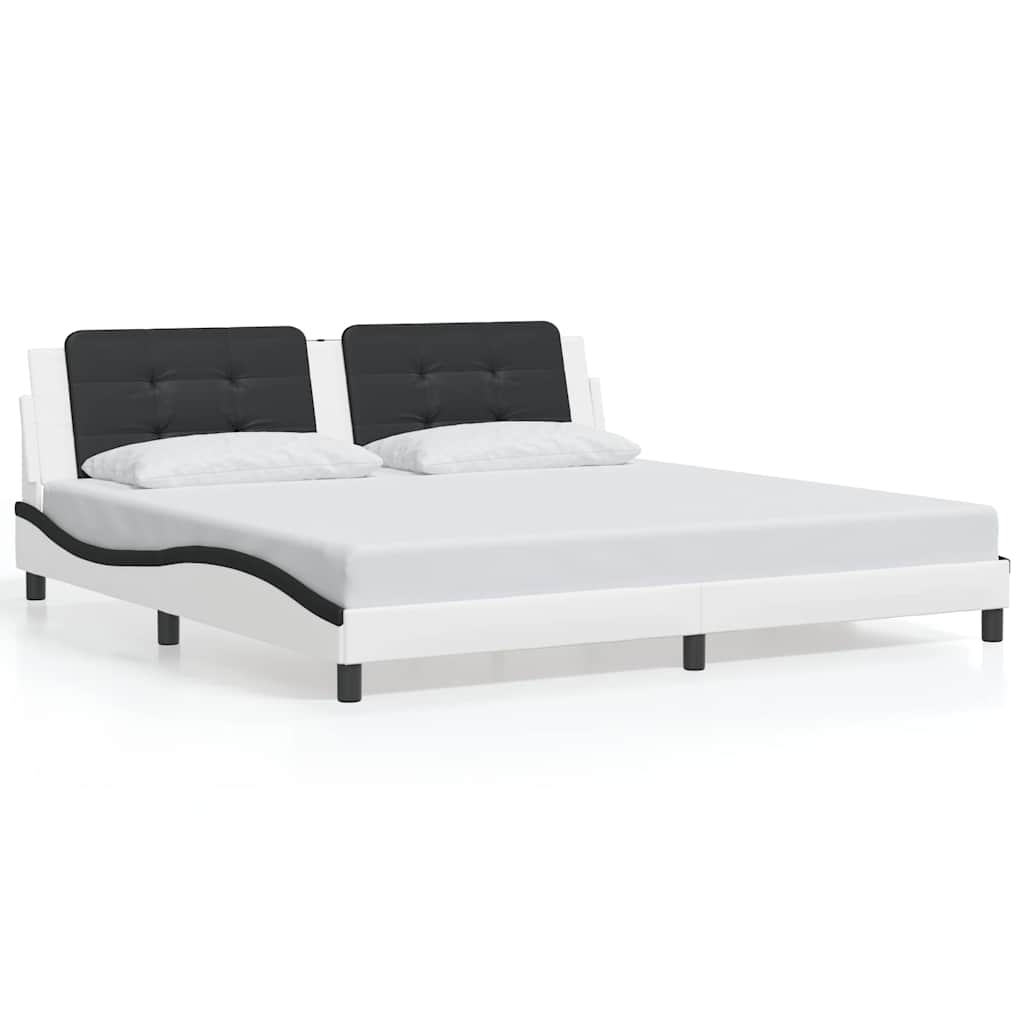 Giroletto senza Materasso Zadar Bianco e Nero 200x200 cm in Similpelle