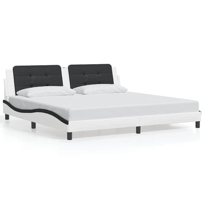 Giroletto senza Materasso Zadar Bianco e Nero 200x200 cm in Similpelle