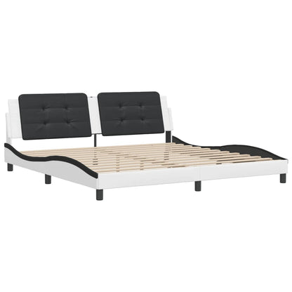 Giroletto con Testiera Bianco e Nero 200x200 cm in Similpelle