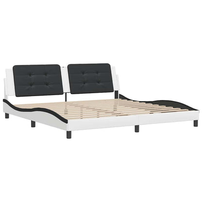 Giroletto senza Materasso Zadar Bianco e Nero 200x200 cm in Similpelle