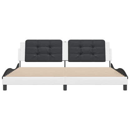 Giroletto con Testiera Bianco e Nero 200x200 cm in Similpelle