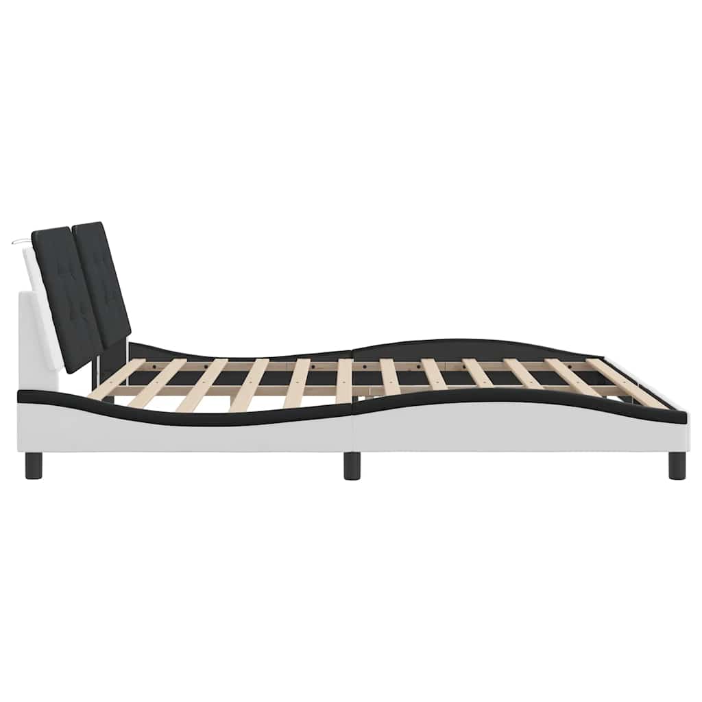 Giroletto senza Materasso Zadar Bianco e Nero 200x200 cm in Similpelle