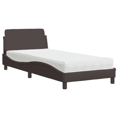Letto con Materasso Dover Marrone Scuro 80x200 cm in Tessuto