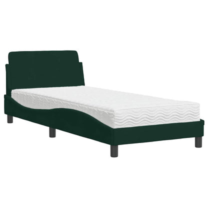 Letto con Materasso Dover Verde Scuro 80x200 cm in Velluto