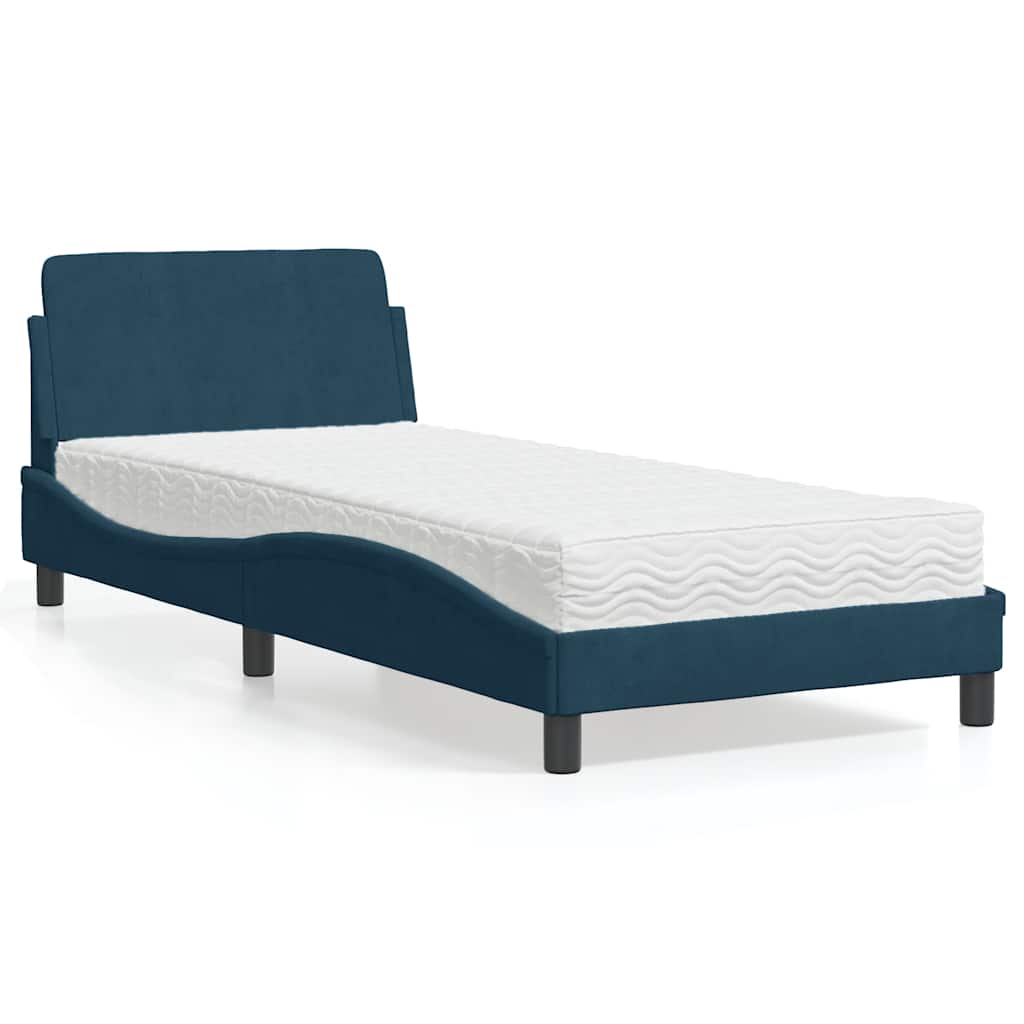 Letto con Materasso Dover Blu 80x200 cm in Velluto
