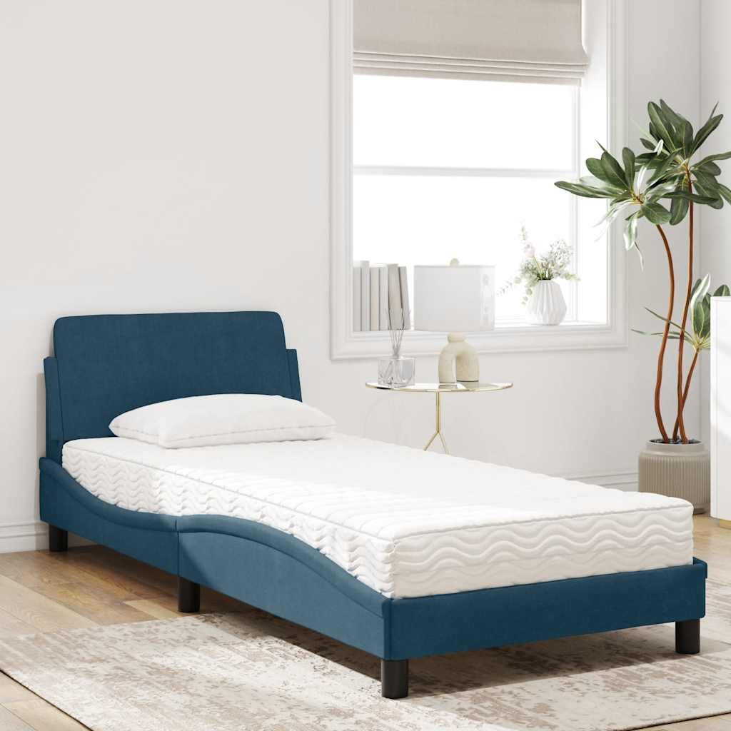 Letto con Materasso Dover Blu 80x200 cm in Velluto