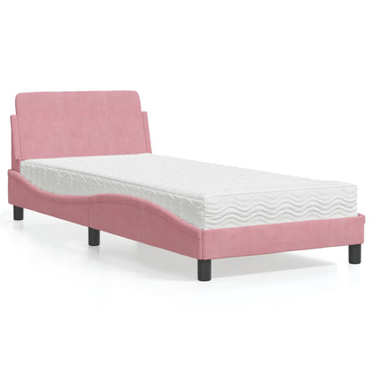 Letto con Materasso Dover Rosa 80x200 cm in Velluto