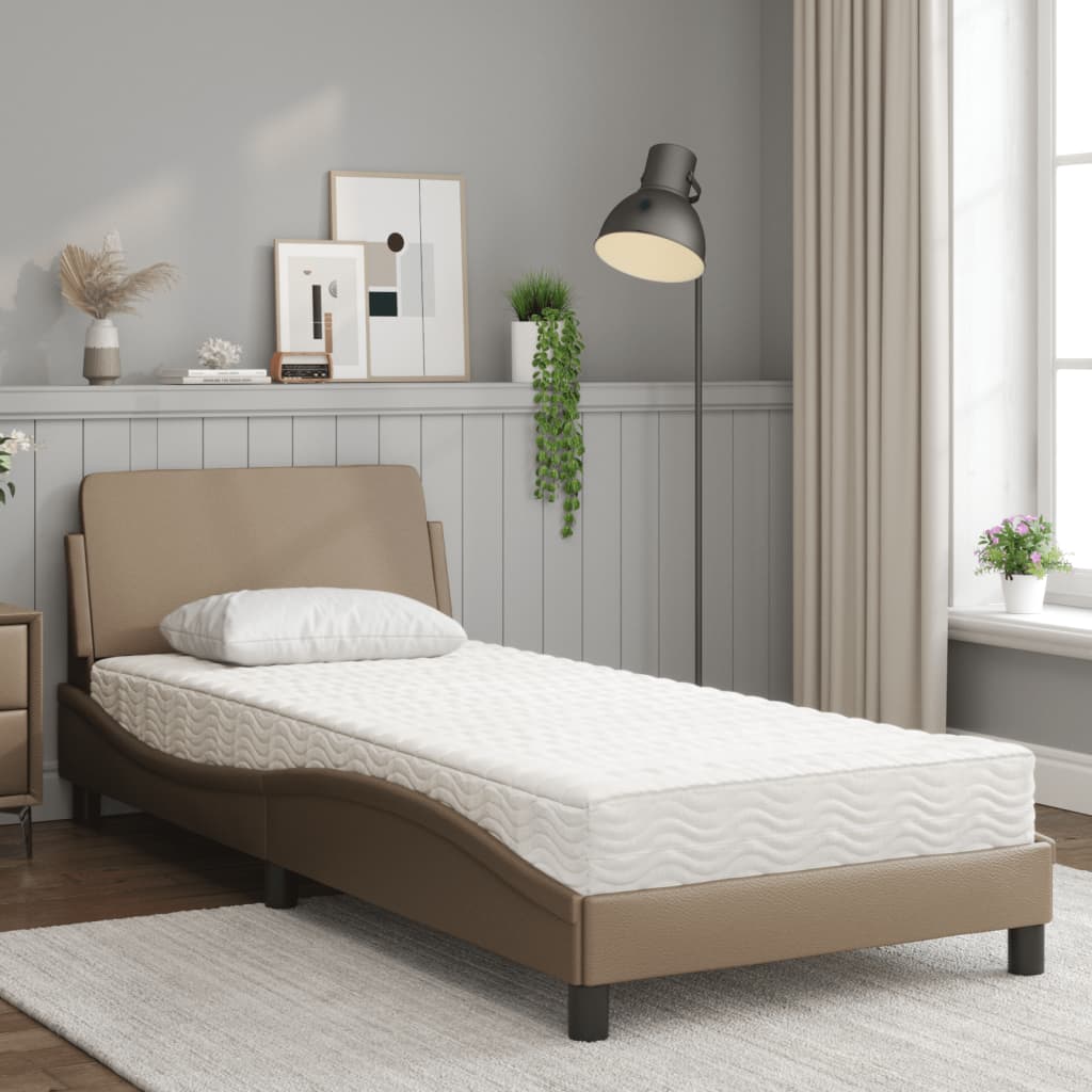 Letto con Materasso Dover Cappuccino 80x200 cm Similpelle