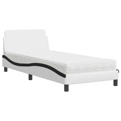 Letto con Materasso Dover Nero e Bianco 80x200 cm in Similpelle