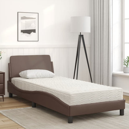 Letto con Materasso Dover Marrone 90x190 cm in Similpelle