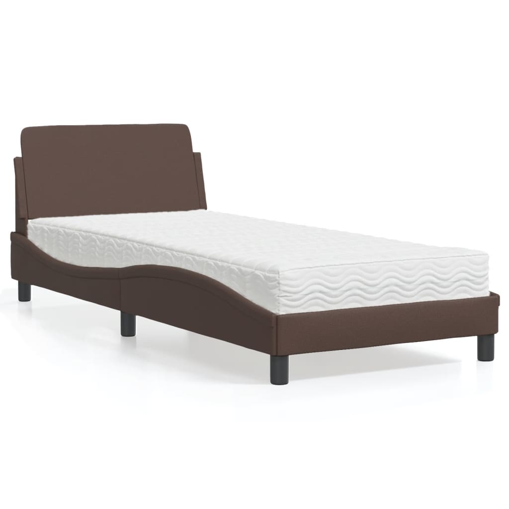Letto con Materasso Dover Marrone 90x190 cm in Similpelle
