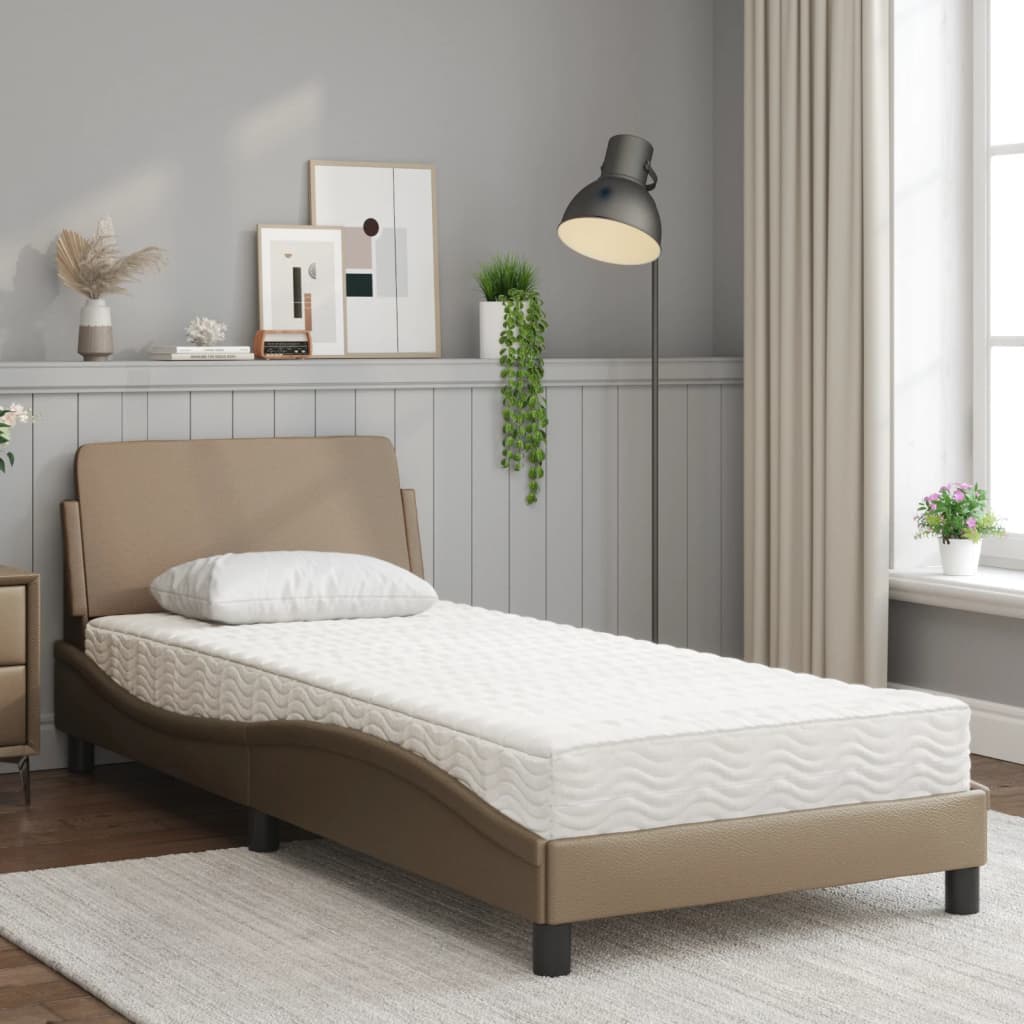 Letto con Materasso Dover Cappuccino 90x190 cm Similpelle