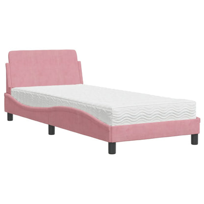 Letto con Materasso Rosa 90x200 cm in Velluto