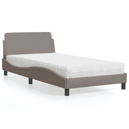 Letto con Materasso Tortora 100x200 cm in Tessuto