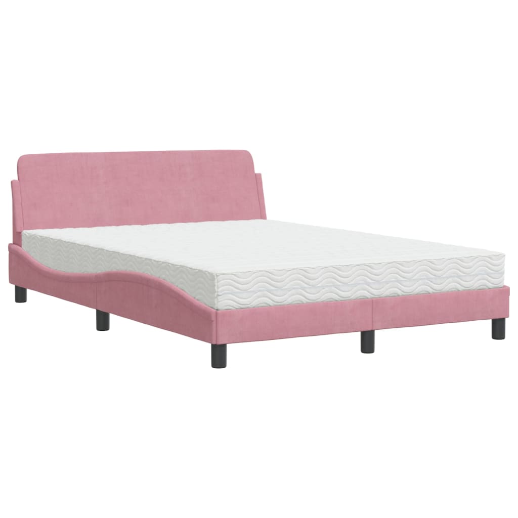 Letto con Materasso Rosa 120x200 cm in Velluto