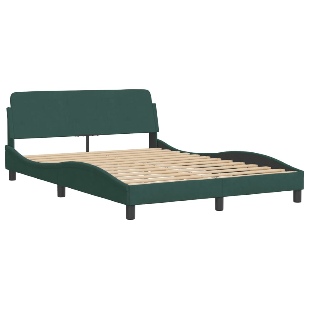 Letto con Materasso Verde Scuro 140x190 cm in Velluto