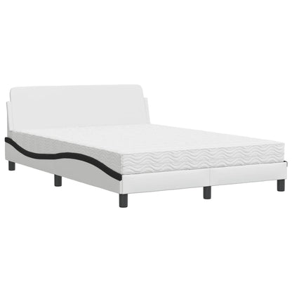 Letto con Materasso Bianco e Nero 140x200 cm in Similpelle