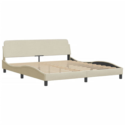 Letto con Materasso Crema 160x200 cm in Tessuto