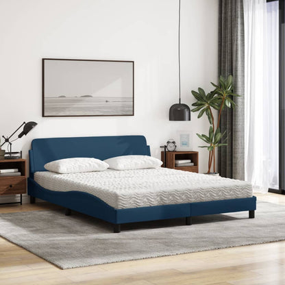 Letto con Materasso Blu 160x200 cm in Tessuto