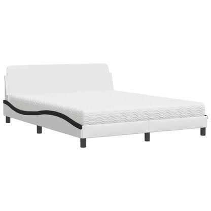 Letto con Materasso Dover Bianco e Nero 160x200cm Similpelle