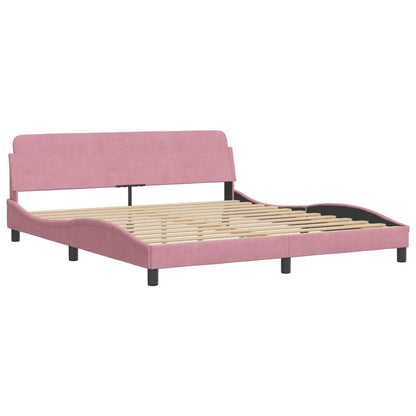 Letto con Materasso Rosa 180x200 cm in Velluto